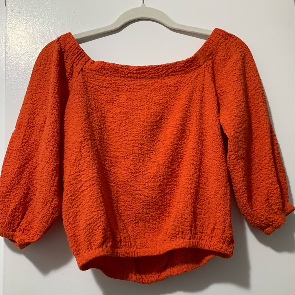 Forever 21, orange, off-the-shoulder sweater